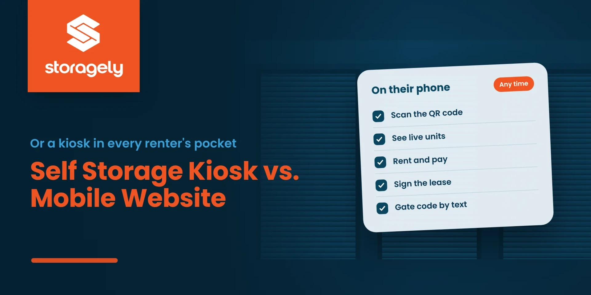 Self storage kiosk compared with a mobile website and QR code