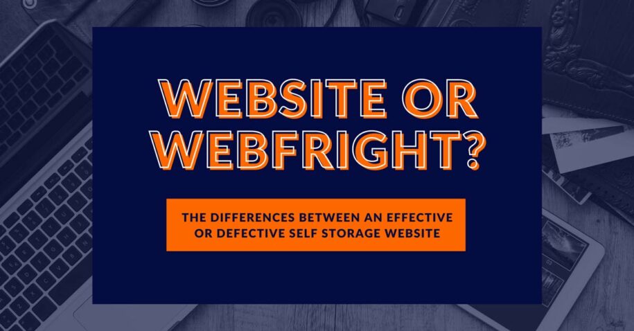Computer Image in Background of the Text Website or Webfright: The Differences Between an Effective or Defective Self Storage Website
