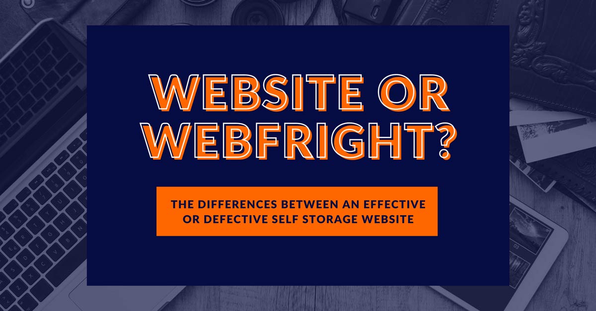 Computer Image in Background of the Text Website or Webfright: The Differences Between an Effective or Defective Self Storage Website
