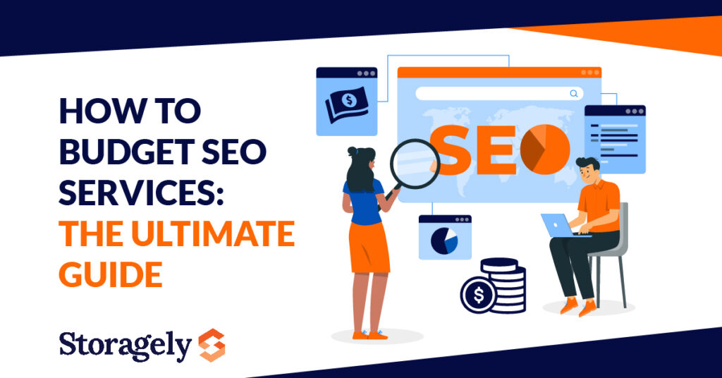 Storage owners using computers to budget SEO services.