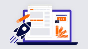 Computer researching keyword optimization.