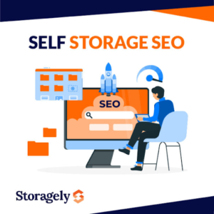 Man researching self storage SEO on computer.