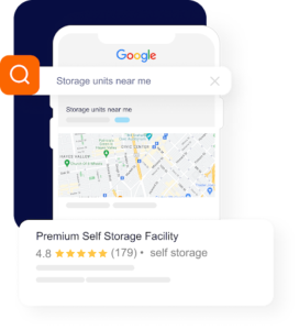Storage units near me Google Search with map.