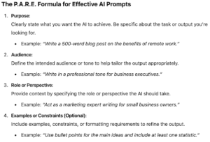 the p.a.r.e formula for effective ai prompts