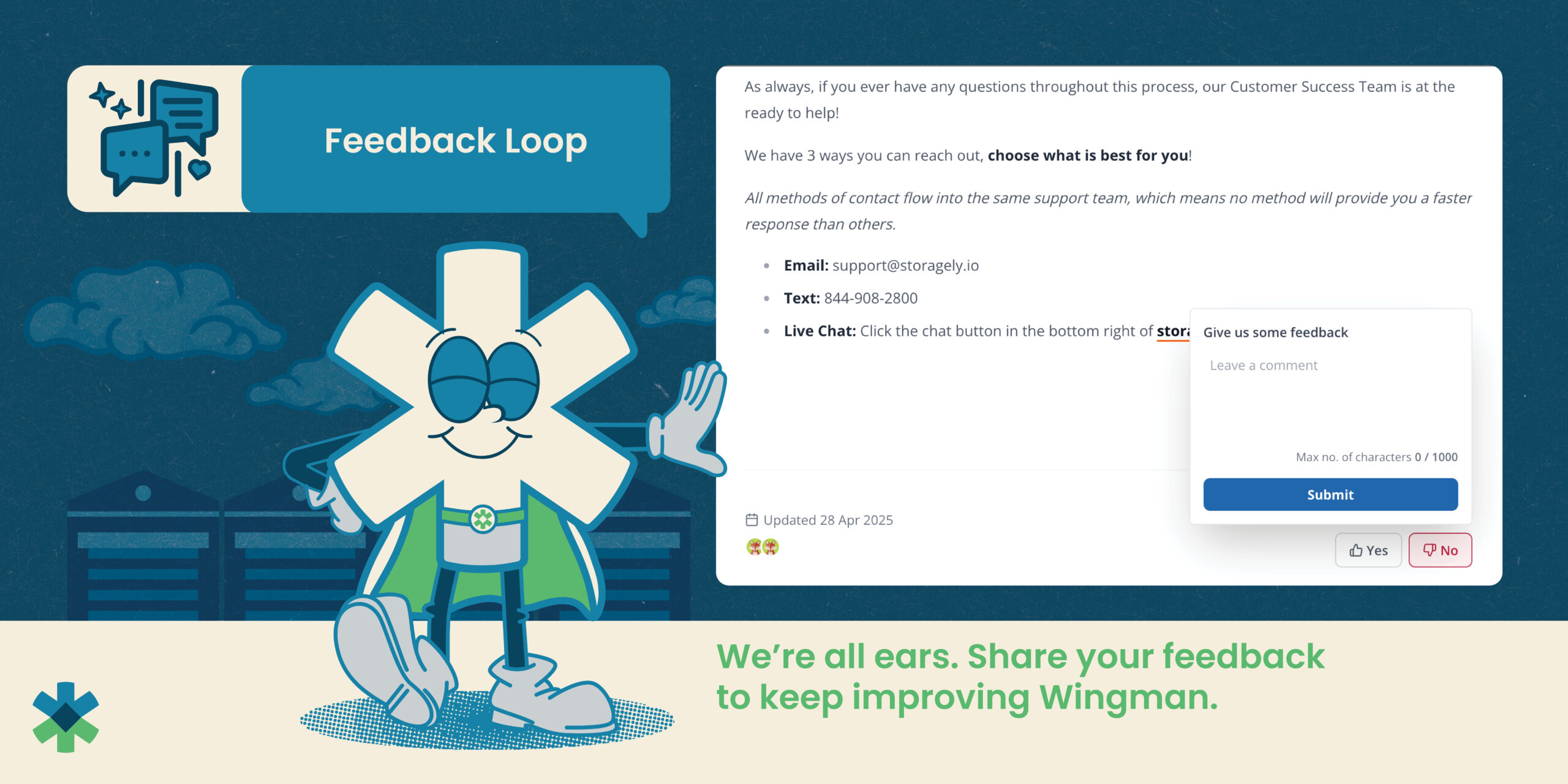 Feedback Loop: We're all ears. Share your feedback to keep improving Wingman. 
