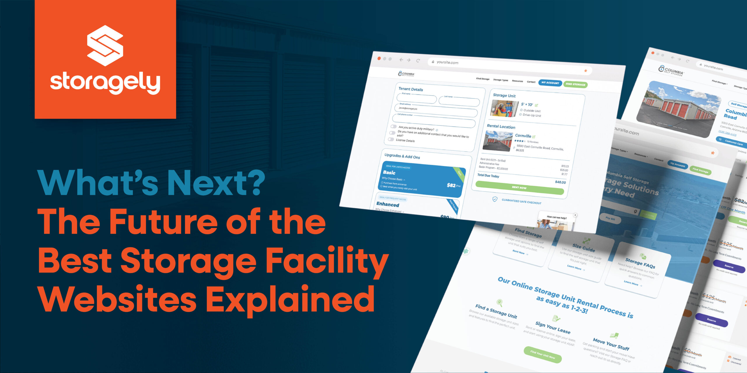 Web pages next to text reading what's next the best storage facility websites explained.