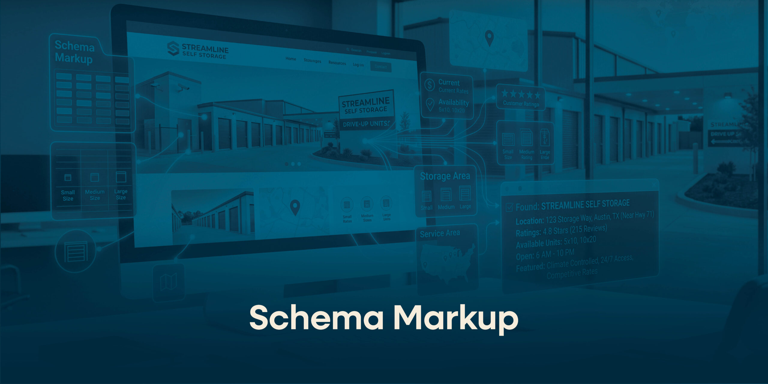 How is AI Search Affecting Your Self Storage Site Traffic? 3 Schema markup example on computer.