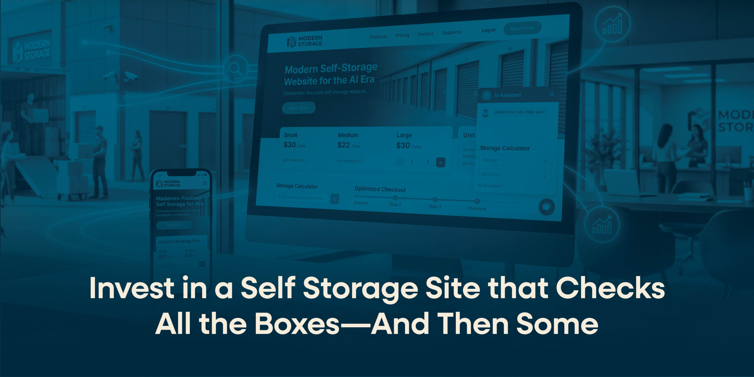 How is AI Search Affecting Your Self Storage Site Traffic? 9 Self storage website on computer checking boxes.
